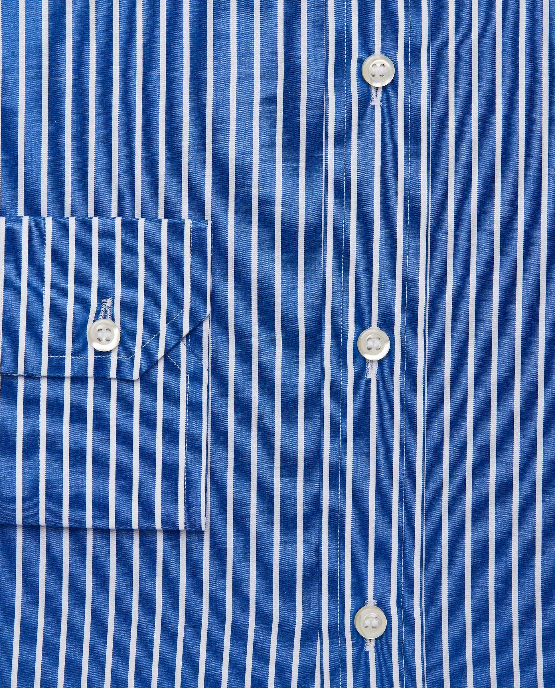Men’s Slim Fit Striped Shirt – Blue | 100% Cotton | Classic Full Sleeves