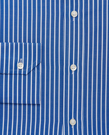 Men’s Slim Fit Striped Shirt – Blue | 100% Cotton | Classic Full Sleeves