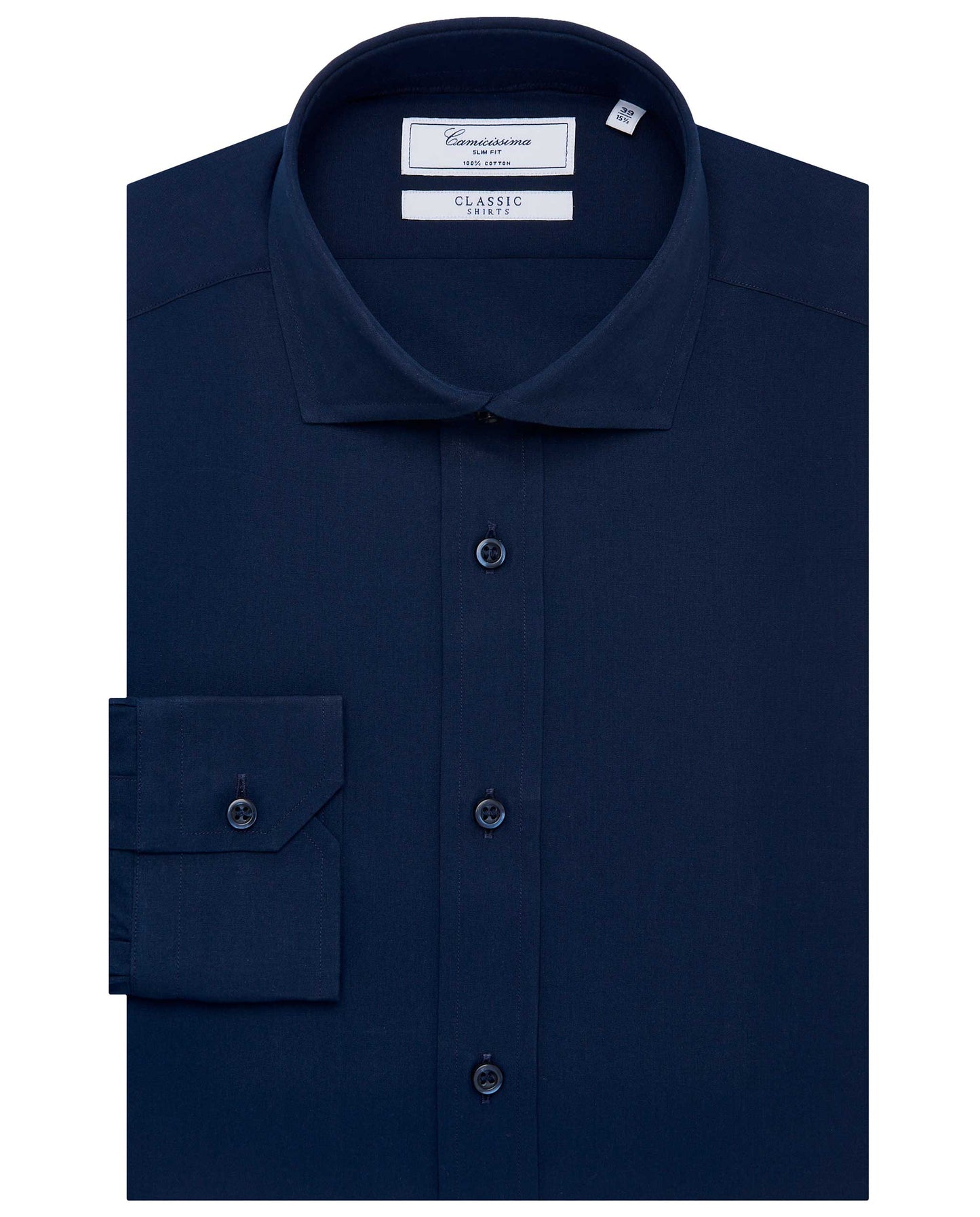 Camicissima Men’s Slim Fit Plain Shirt – Dark Blue | 100% Cotton | Classic Full Sleeves
