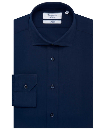 Camicissima Men’s Slim Fit Plain Shirt – Dark Blue | 100% Cotton | Classic Full Sleeves