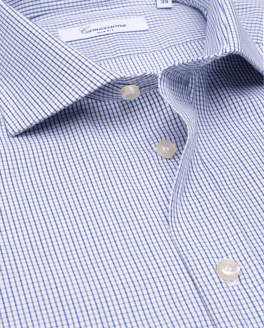 Camicissima Blue Checkered Fancy Cotton Shirt