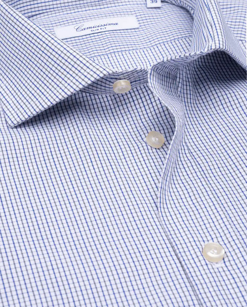 Camicissima Blue Checkered Fancy Cotton Shirt