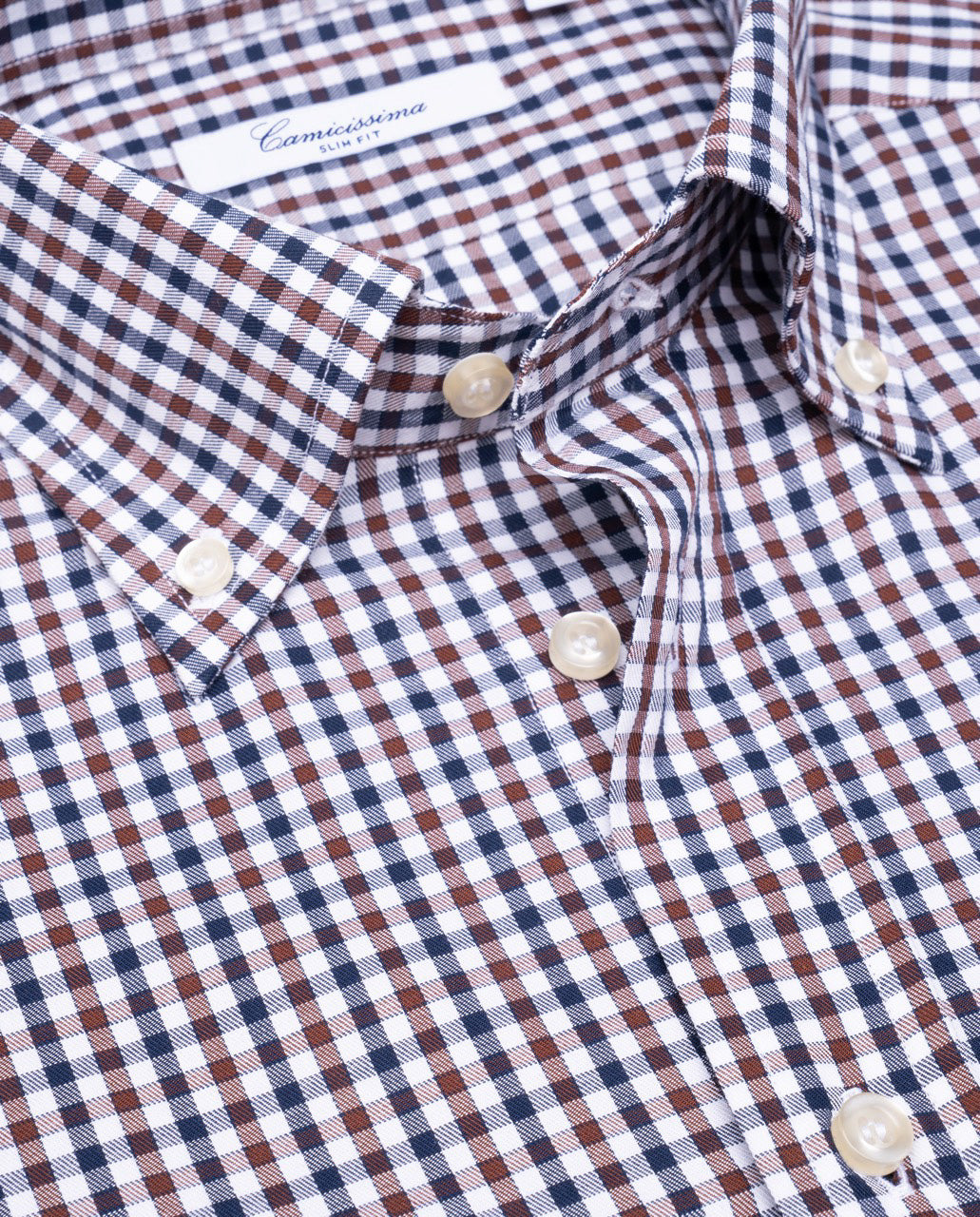 Camicissima Brown-Blue Checkered Twill Shirt
