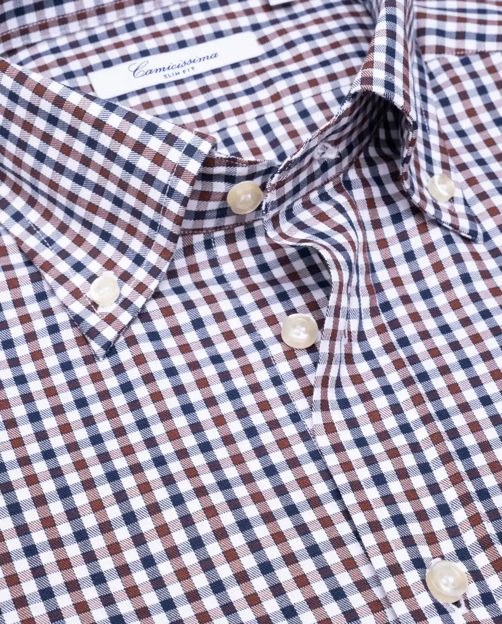 Camicissima Brown-Blue Checkered Twill Shirt