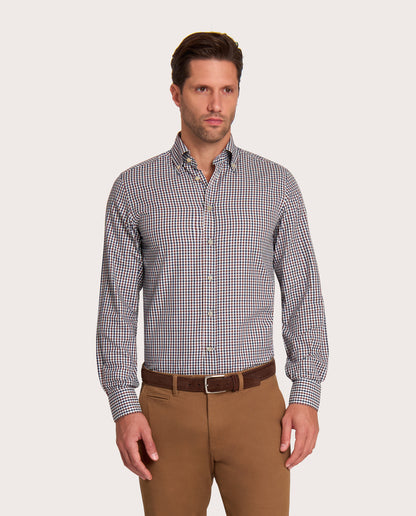 Camicissima Brown-Blue Checkered Twill Shirt