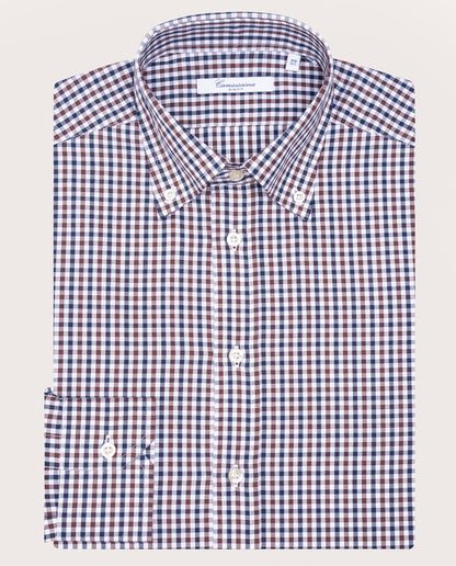 Camicissima Brown-Blue Checkered Twill Shirt