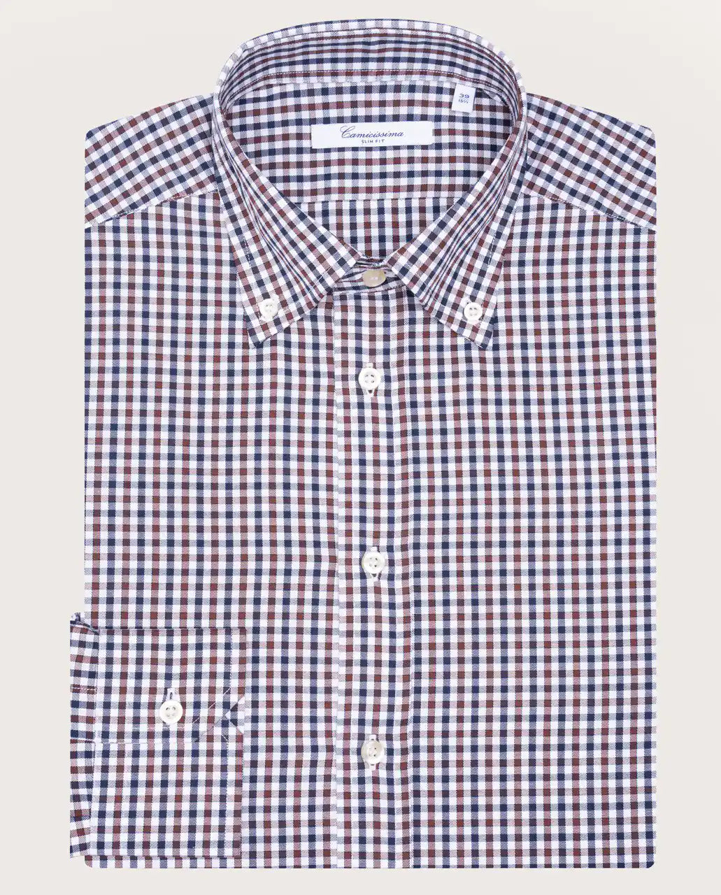 Camicissima Brown-Blue Checkered Twill Shirt