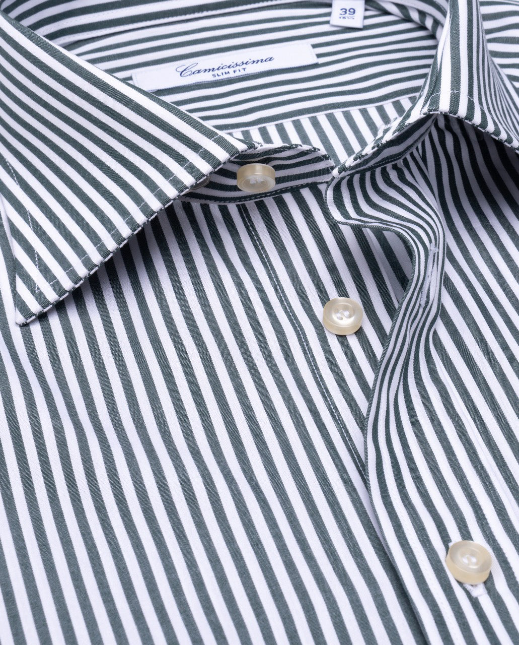 Camicissima Dark Green Striped Poplin Shirt