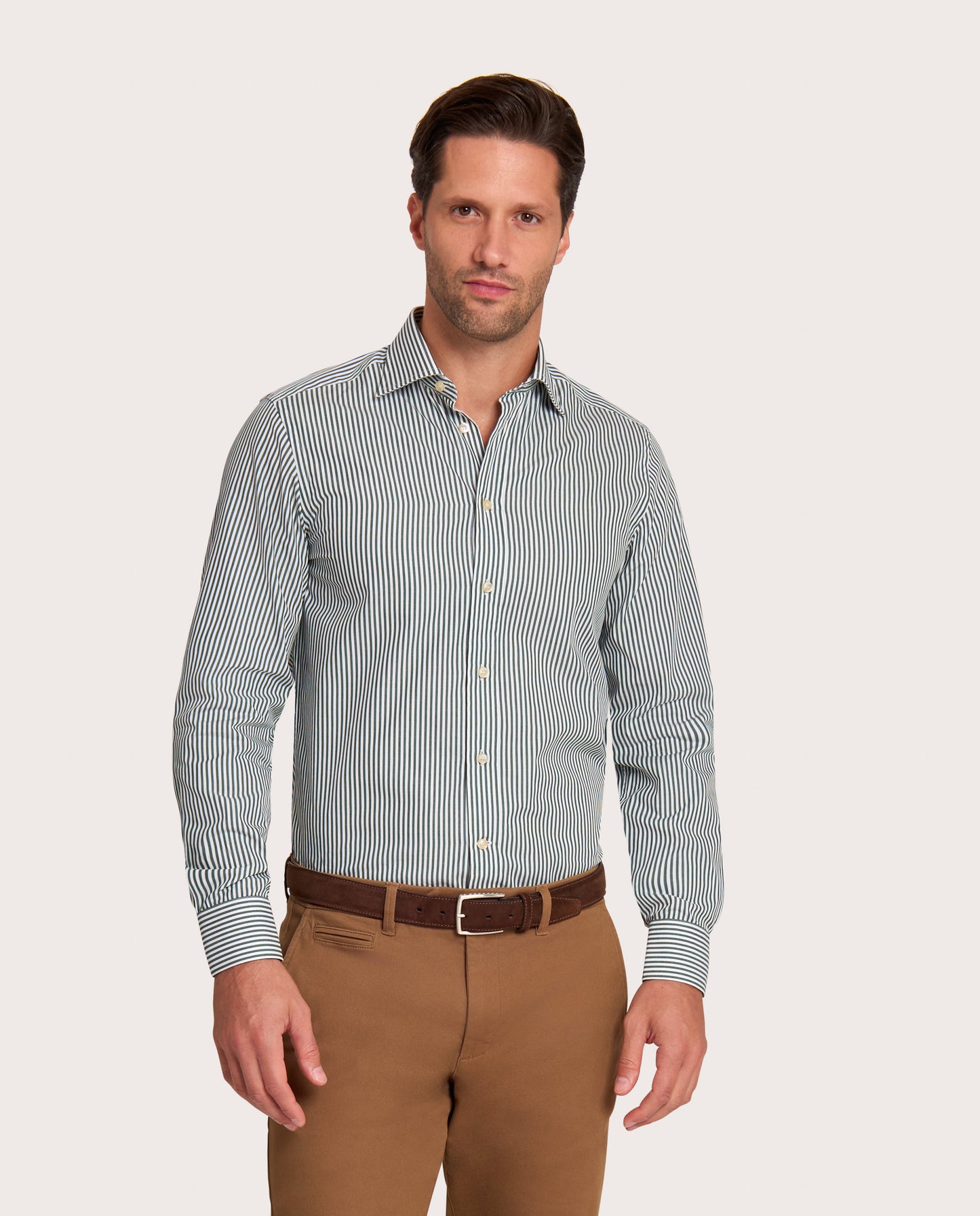 Camicissima Dark Green Striped Poplin Shirt