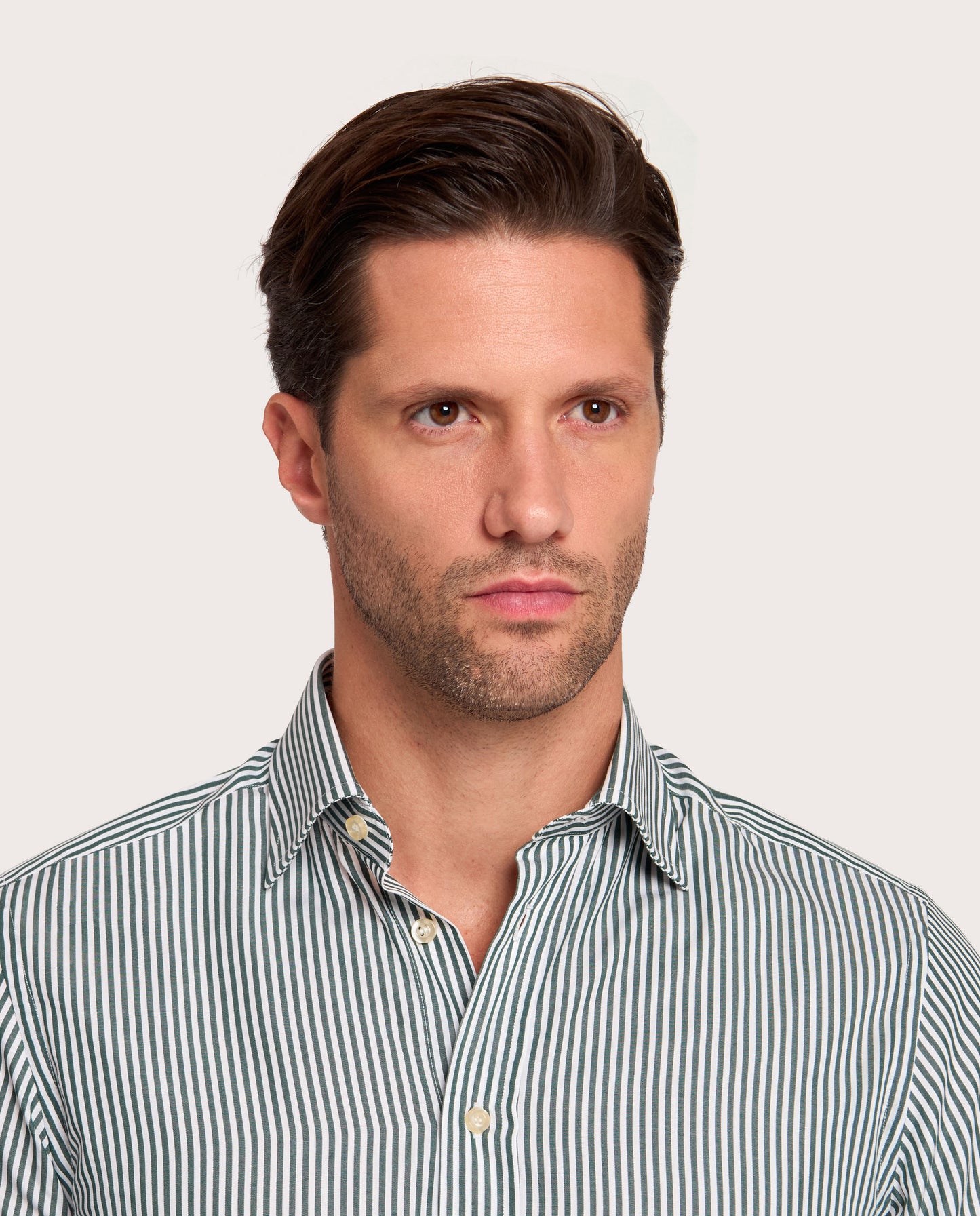 Camicissima Dark Green Striped Poplin Shirt
