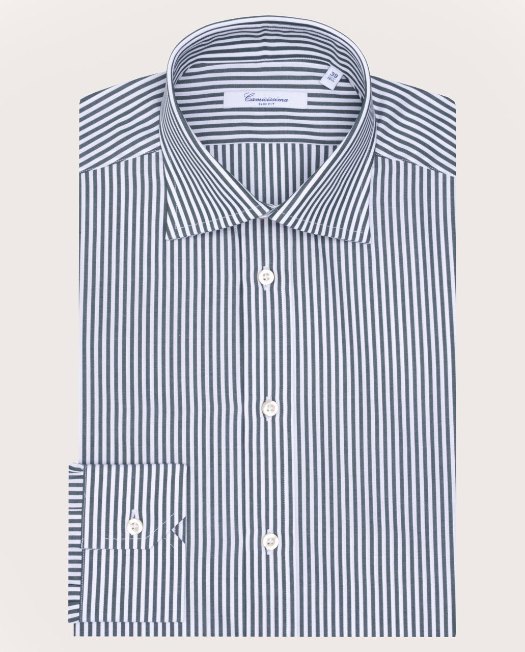 Camicissima Dark Green Striped Poplin Shirt