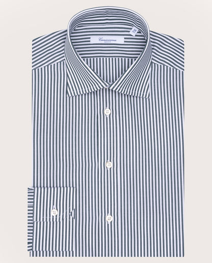 Camicissima Dark Green Striped Poplin Shirt