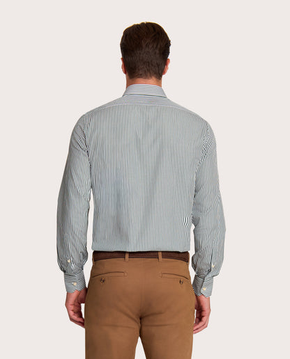 Camicissima Dark Green Striped Poplin Shirt