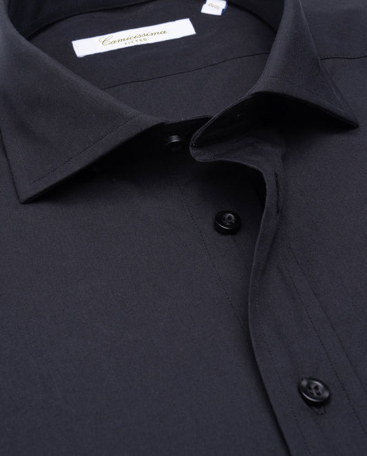 Camicissima Black Plain Poplin Shirt