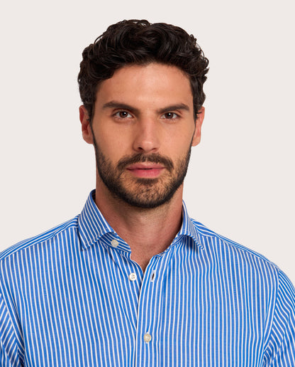 Camicissima Bright Blue Striped Fancy Poplin Shirt
