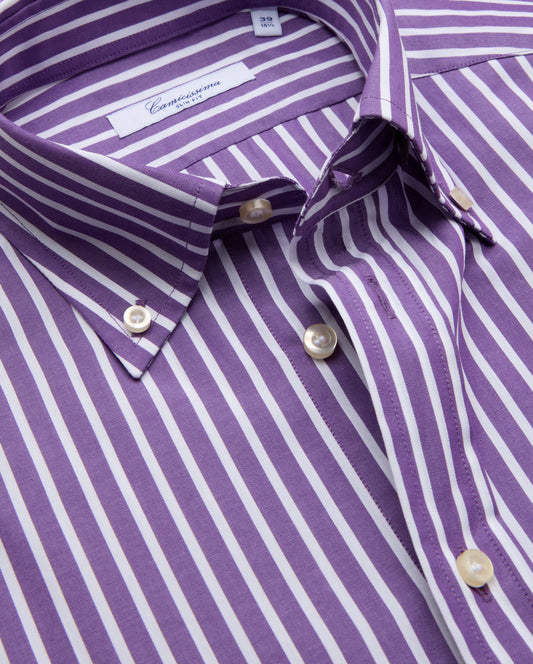 Camicissima Men's Premium 100% Cotton Formal Shirt - Violet | Slim Fit