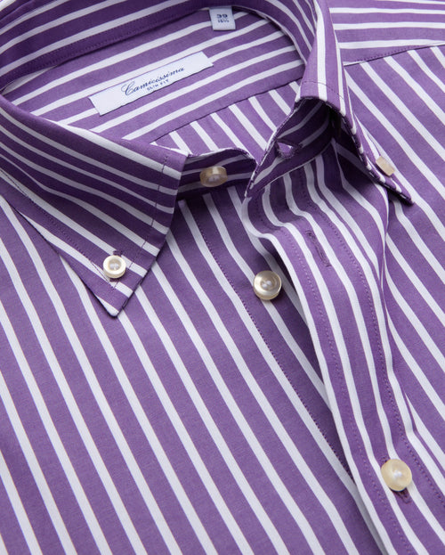 Camicissima Men's Premium 100% Cotton Formal Shirt - Violet | Slim Fit