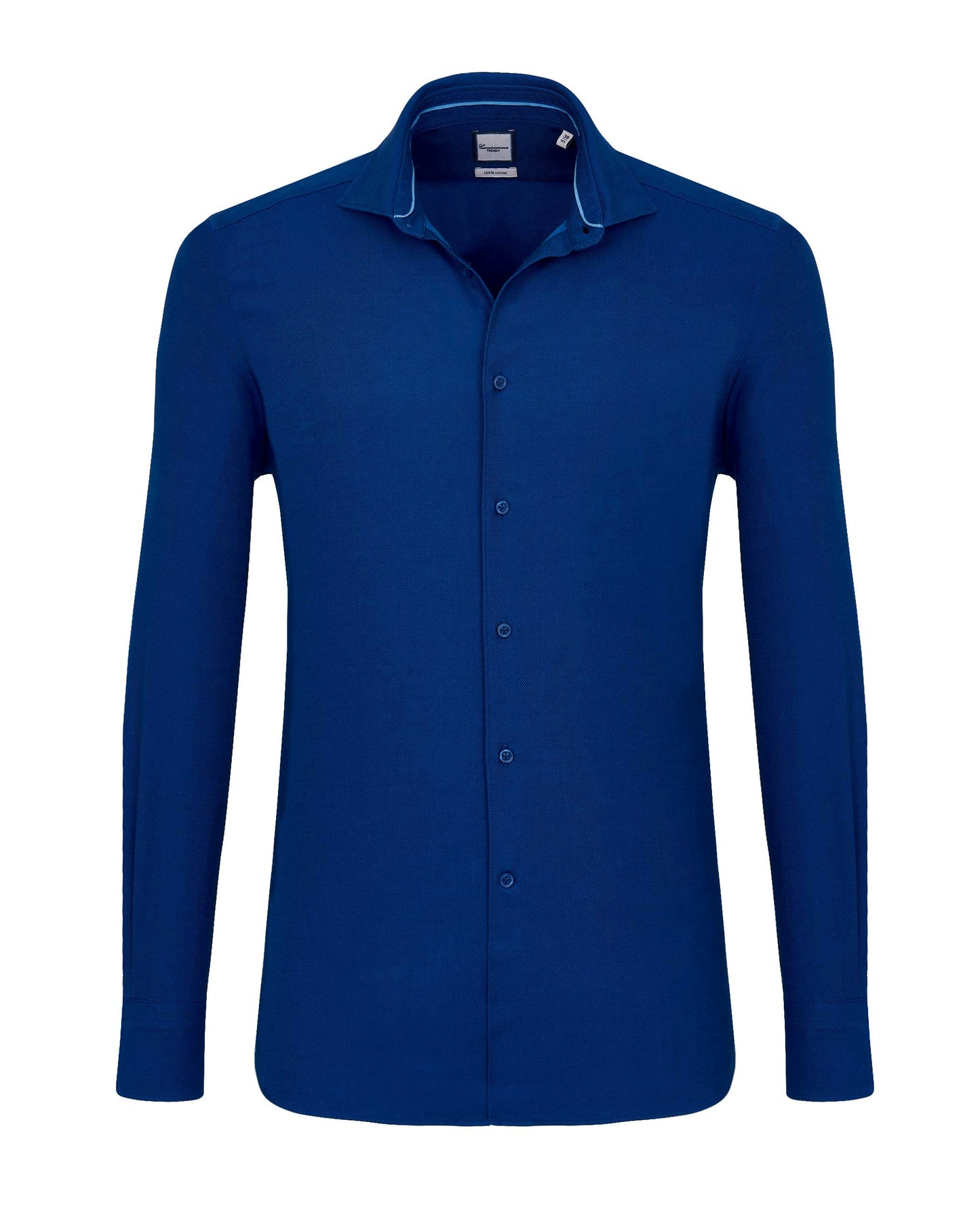 Camicissima Slim Comfort Fit Blue Knitted Dobby Shirt