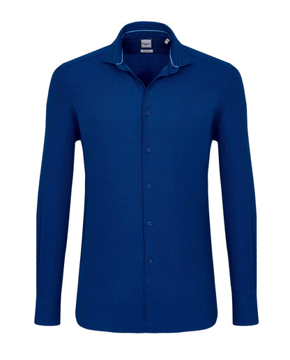 Camicissima Slim Comfort Fit Blue Knitted Dobby Shirt