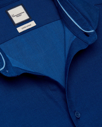 Camicissima Slim Comfort Fit Blue Knitted Dobby Shirt