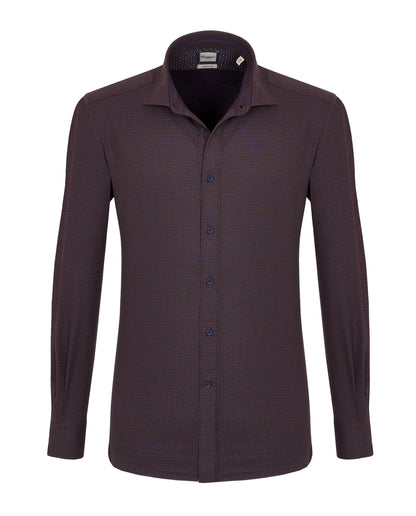 Camicissima Men’s Slim Comfort Fit Dark Brown Dobby Shirt