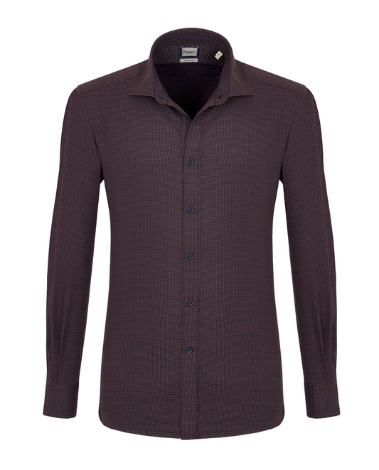 Camicissima Men’s Slim Comfort Fit Dark Brown Dobby Shirt
