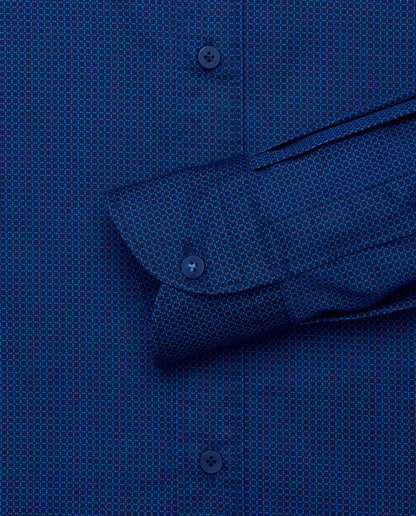 Camicissima Men’s Dark Blue Printed Twill Shirt – Slim Comfort Fit, Full Sleeves | Trendy Smart-Casual Wear