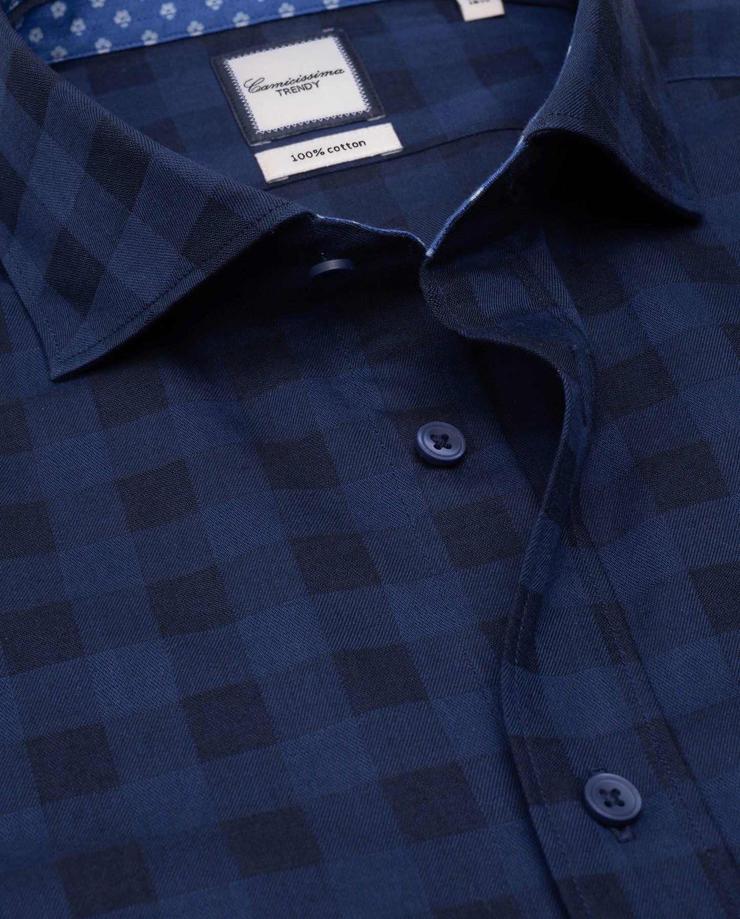 Camicissima Dark Blue Checkered Trendy Cotton Shirt