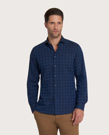 Camicissima Dark Blue Checkered Trendy Cotton Shirt