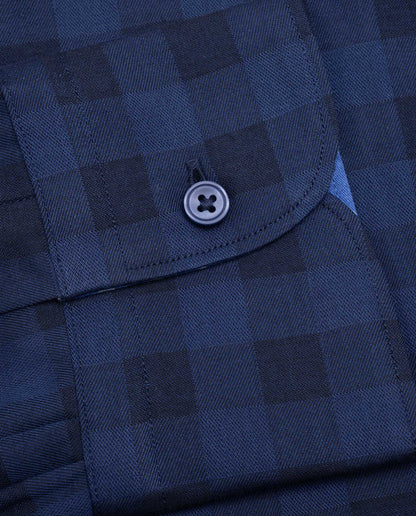 Camicissima Dark Blue Checkered Trendy Cotton Shirt