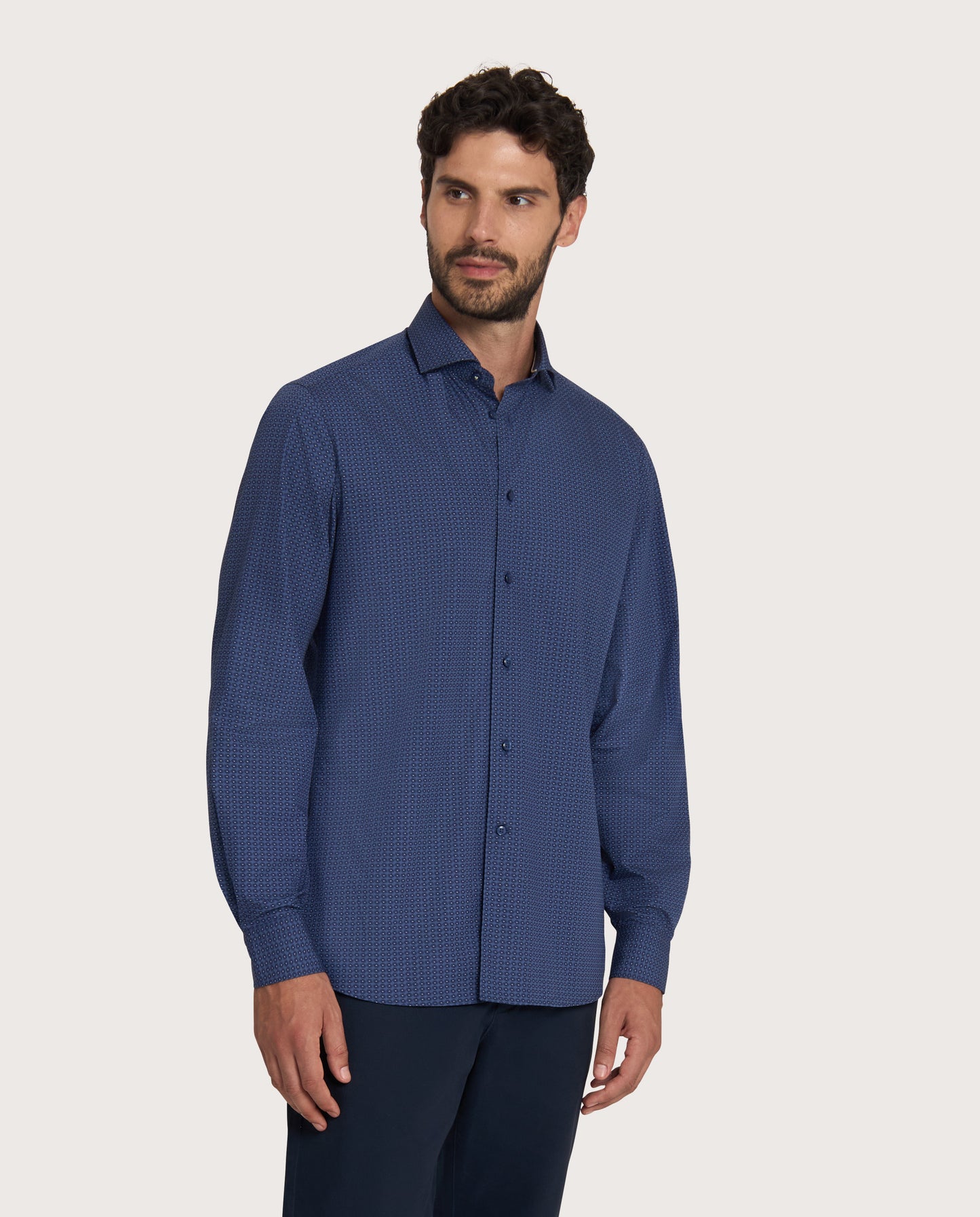 Camicissima Blue Navy Printed Poplin Trendy Cotton Shirt