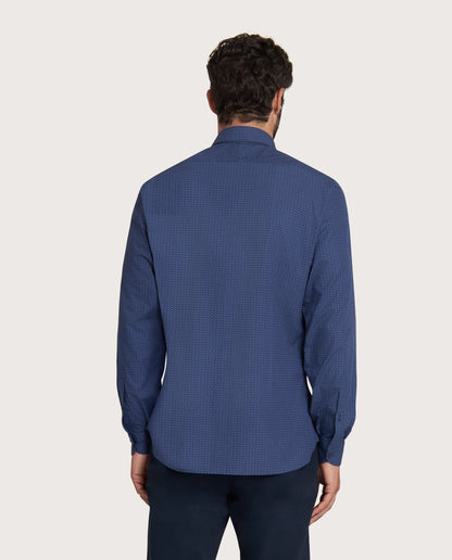 Camicissima Blue Navy Printed Poplin Trendy Cotton Shirt