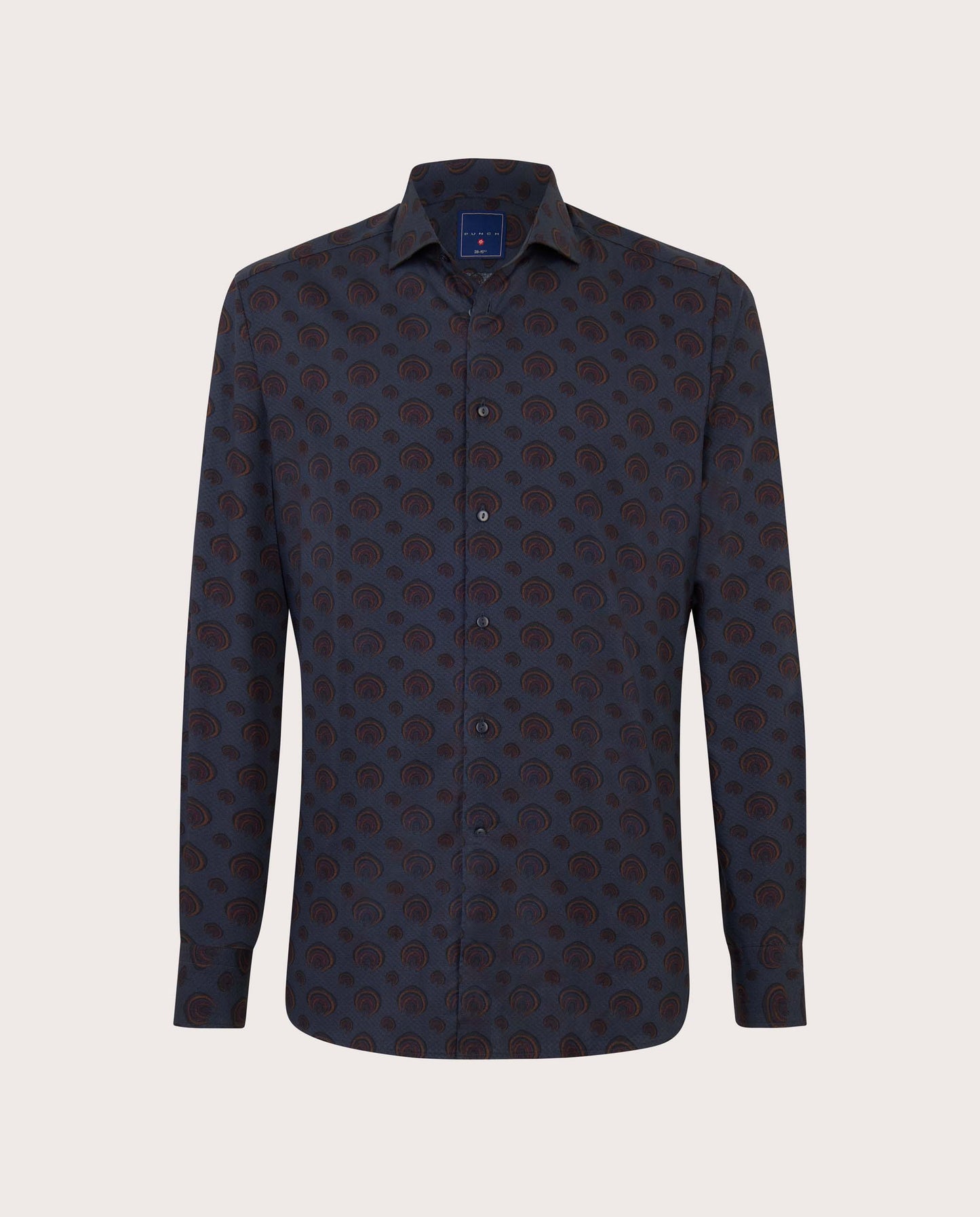 Camicissima Blue Navy Printed Dobby Punch Cotton Shirt