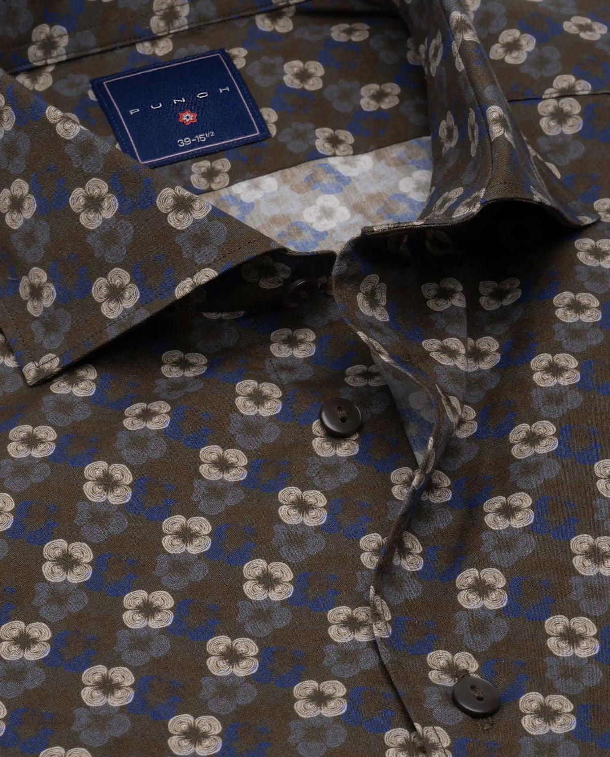 Camicissima Military Green Floral Printed Poplin Punch Cotton Shirt
