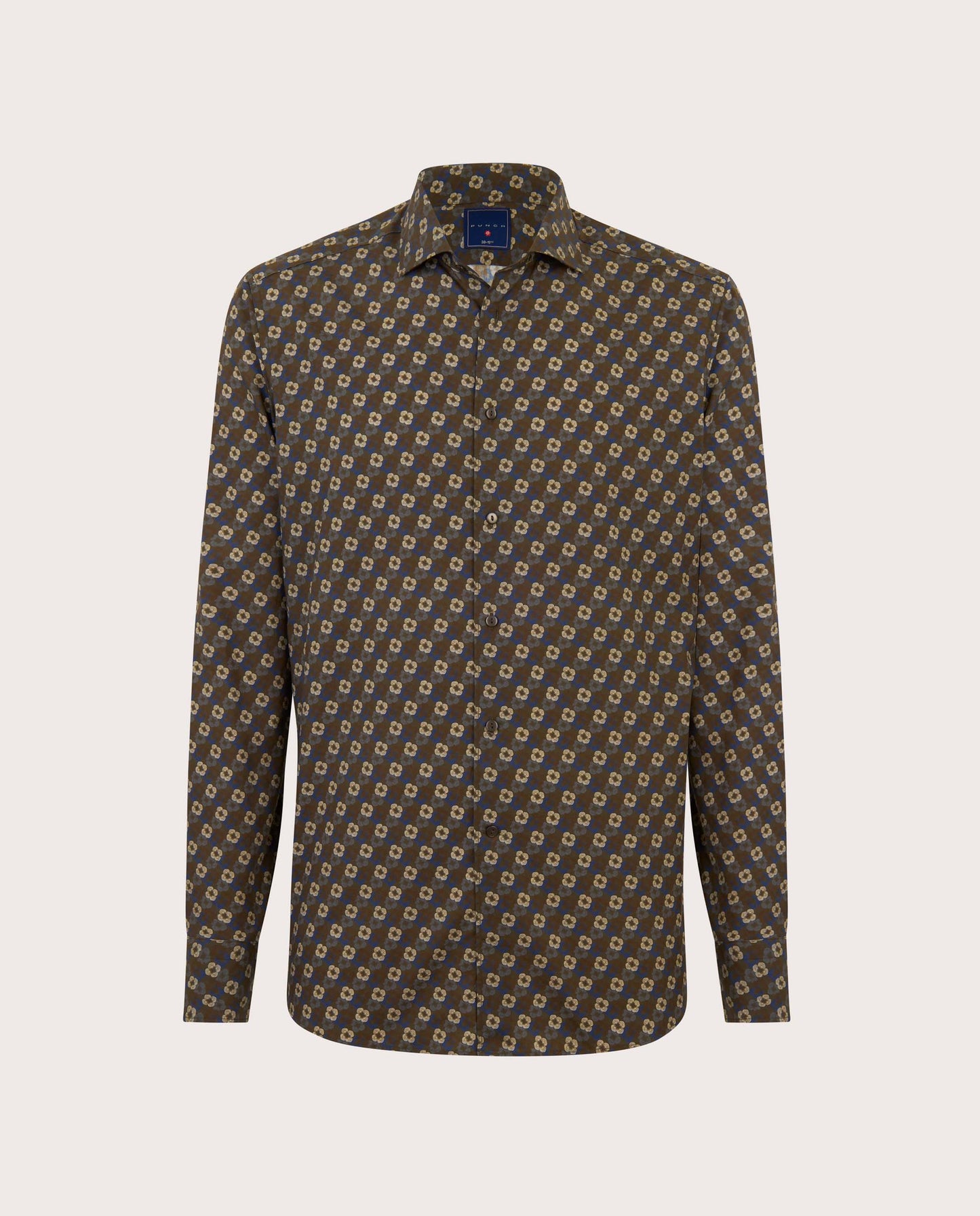 Camicissima Military Green Floral Printed Poplin Punch Cotton Shirt