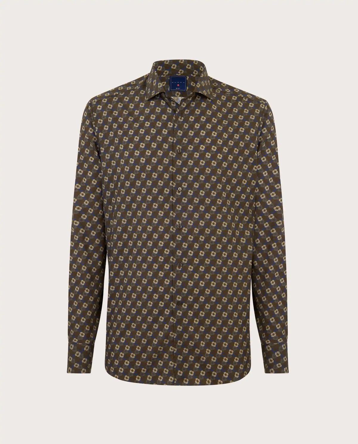 Camicissima Military Green Floral Printed Poplin Punch Cotton Shirt