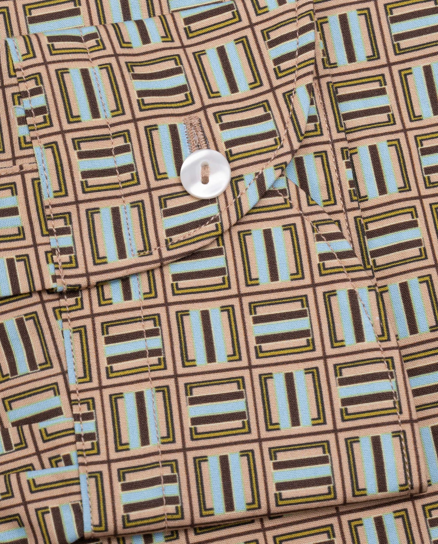 Camicissima Brown-Peach Printed Poplin Punch Cotton Shirt