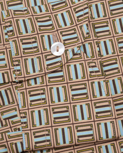 Camicissima Brown-Peach Printed Poplin Punch Cotton Shirt