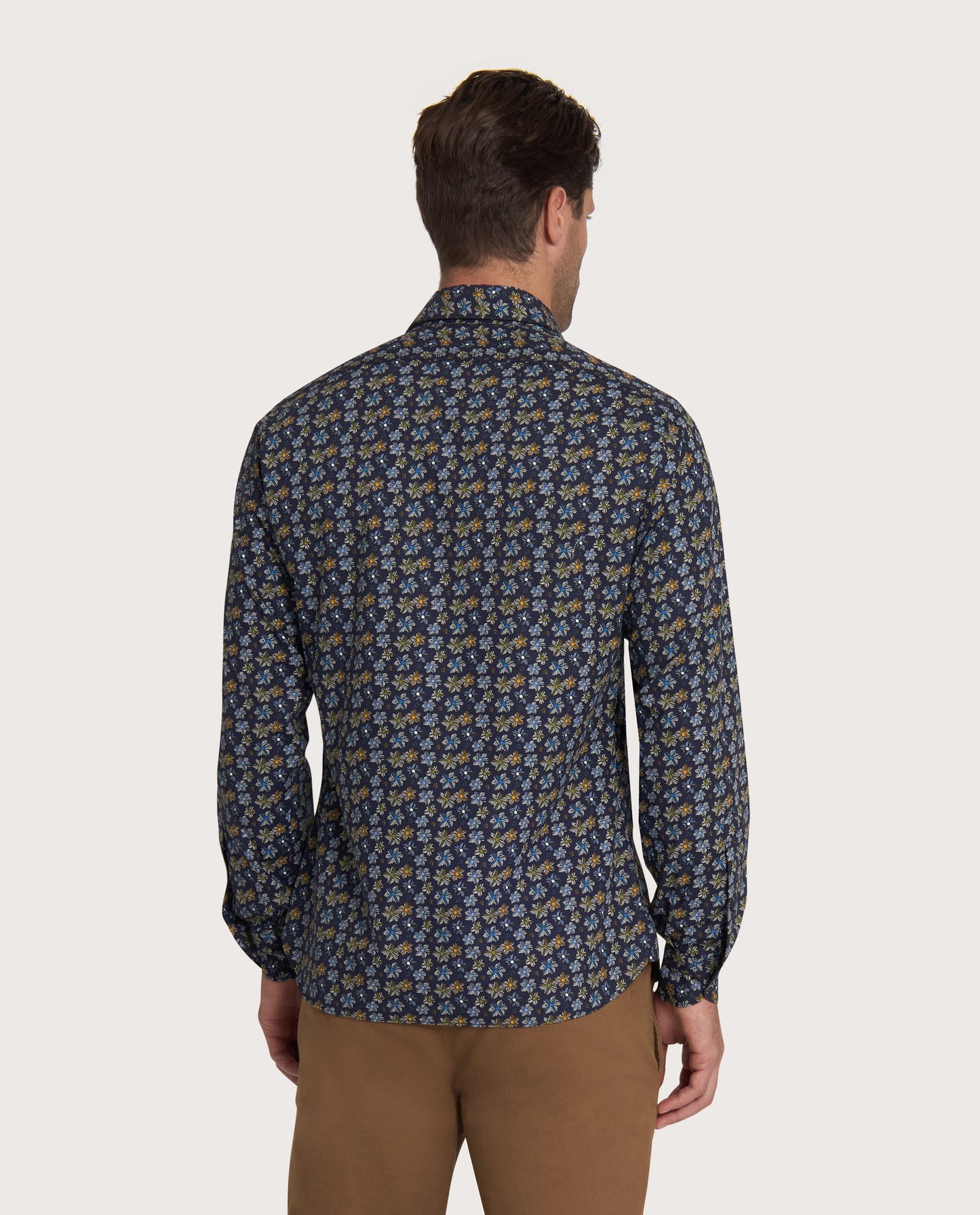Camicissima Blue Navy Printed Dobby Punch Cotton Shirt