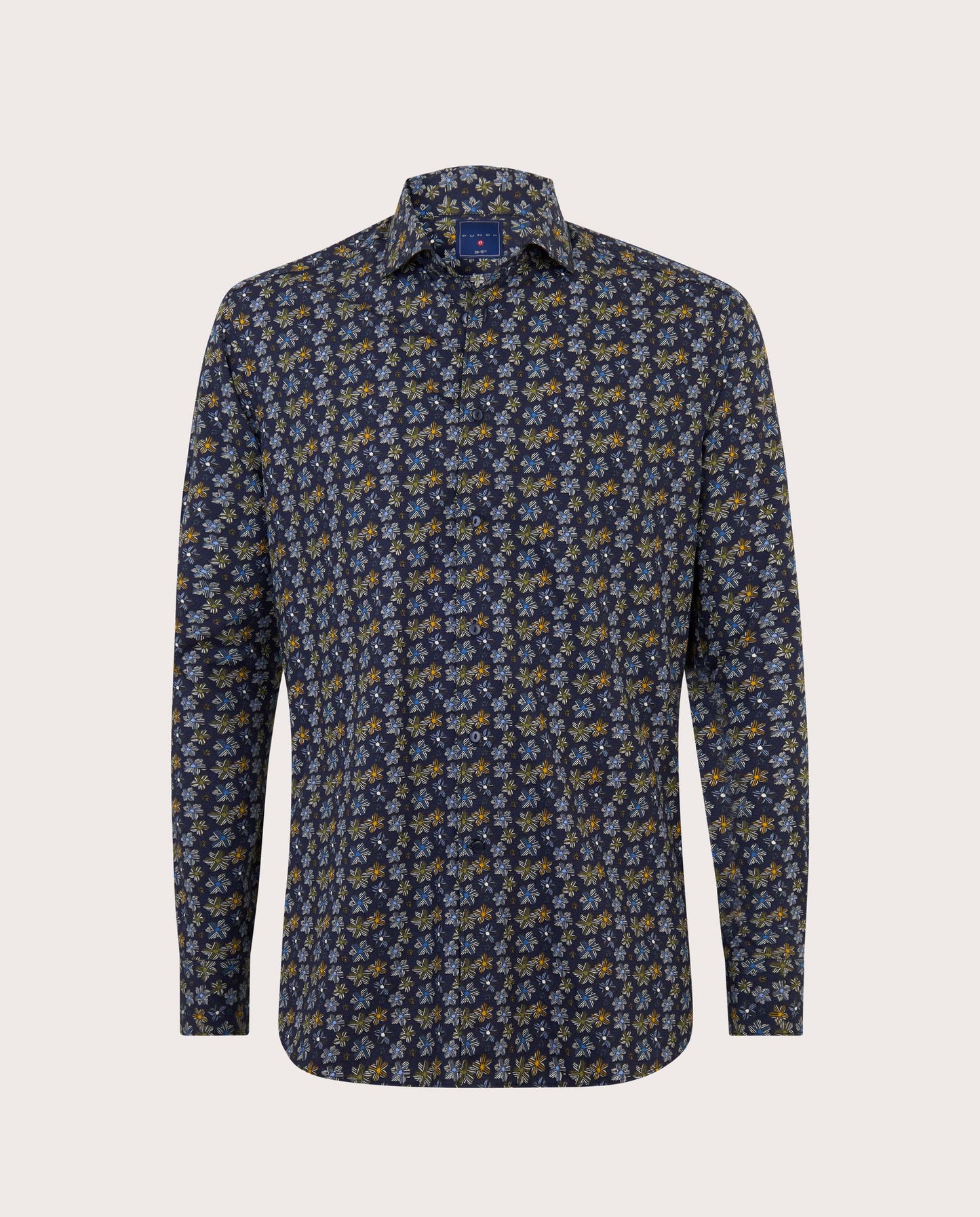 Camicissima Blue Navy Printed Dobby Punch Cotton Shirt