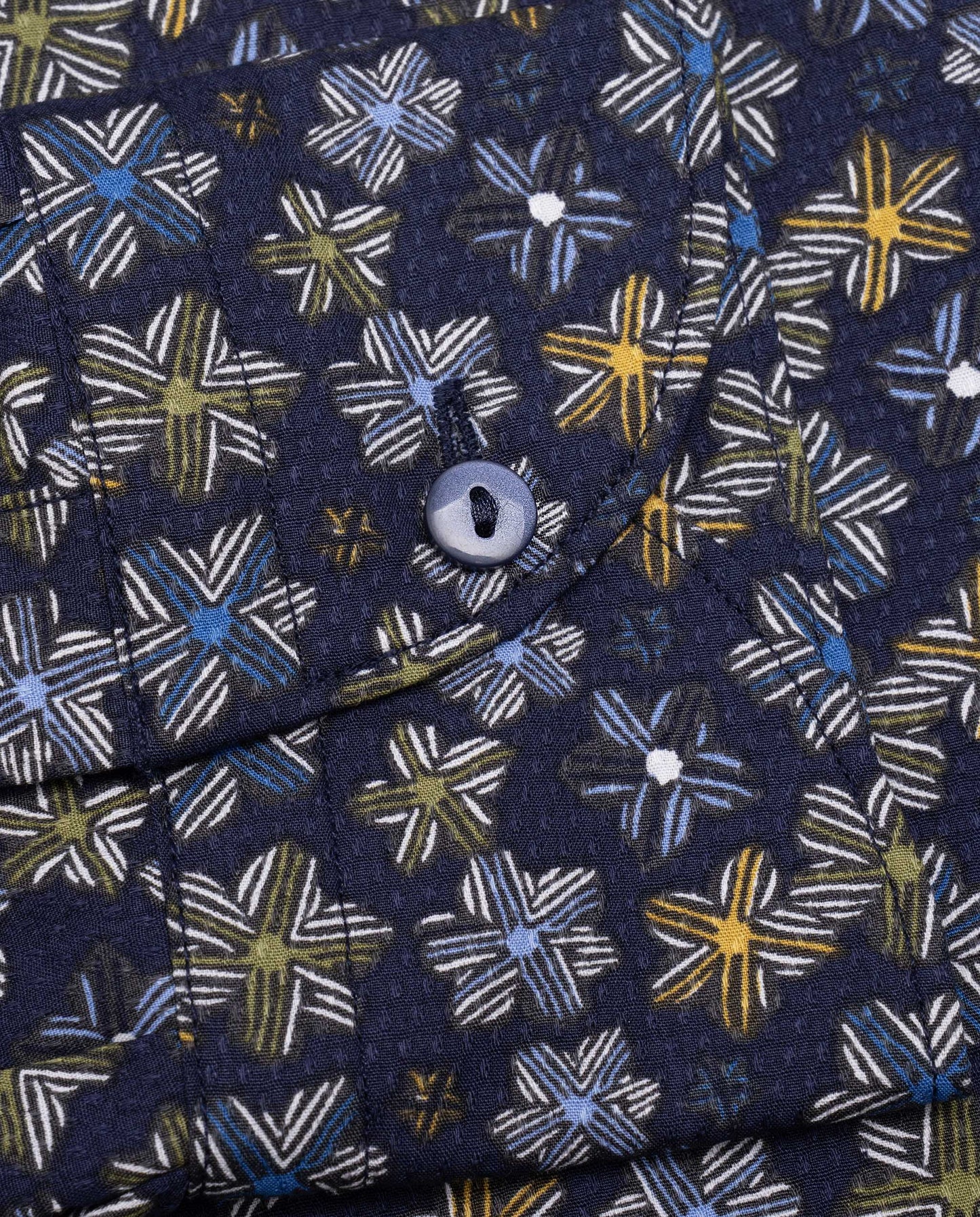 Camicissima Blue Navy Printed Dobby Punch Cotton Shirt