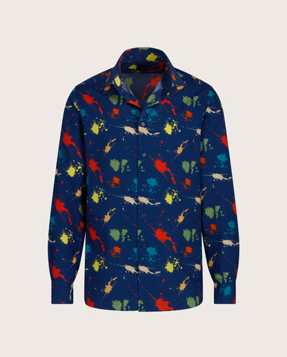 Camicissima Men's Premium 100% Cotton Punch Shirt - Blue Navy | Relaxed Fit