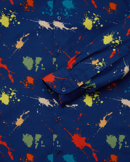 Camicissima Men's Premium 100% Cotton Punch Shirt - Blue Navy | Relaxed Fit