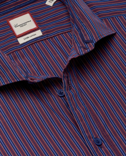 Camicissima Trendy Statement Bordeaux Striped Poplin Shirt