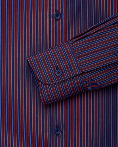 Trendy Statement Bordeaux Striped Poplin Shirt