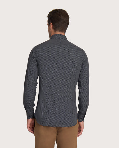 Camicissima Navy Blue Printed Poplin Trendy Cotton Shirt