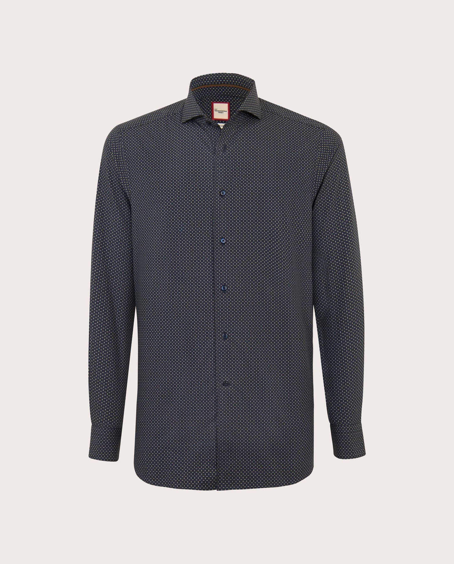 Camicissima Navy Blue Printed Poplin Trendy Cotton Shirt