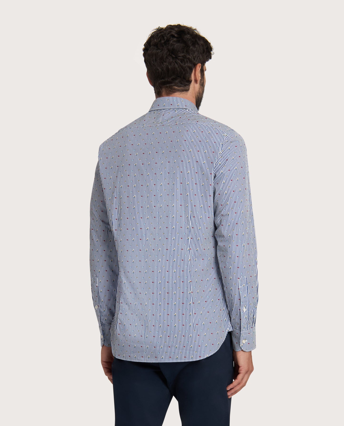 Camicissima Dark Blue Printed Poplin Trendy Cotton Shirt