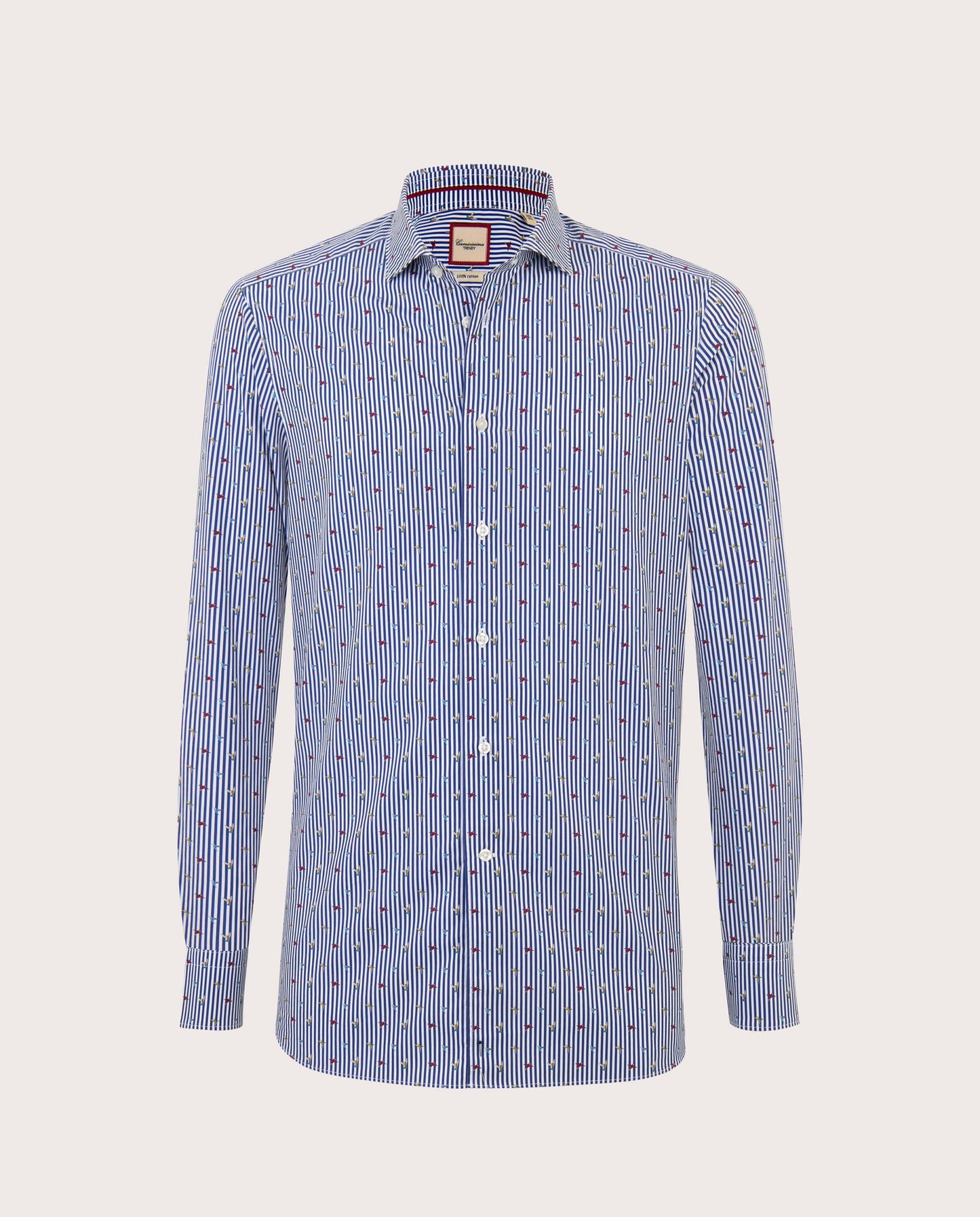 Camicissima Dark Blue Printed Poplin Trendy Cotton Shirt
