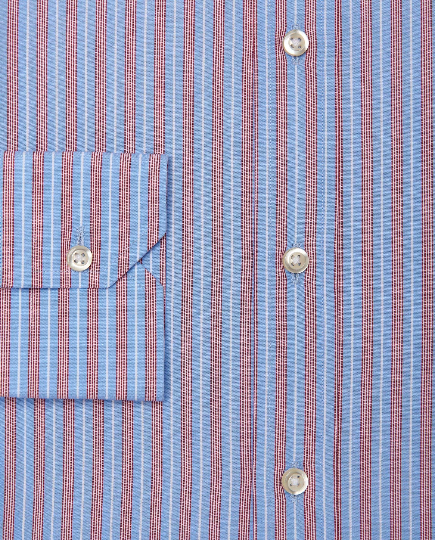Men’s Fitted Striped Shirt – Light Blue | Fancy Full Sleeves | 100% Cotton